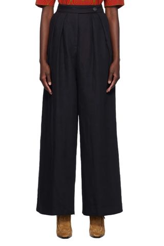 Black Wide Pleated Trousers