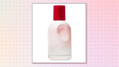 Scents like Glossier You: A bottle of Glossier You pictured in a yellow and pink gradient template