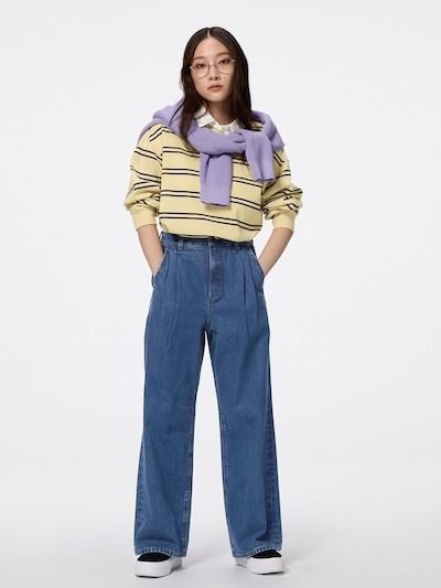 gu, Denim Pleated Trousers