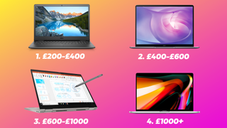 Four different laptops at different price ranges