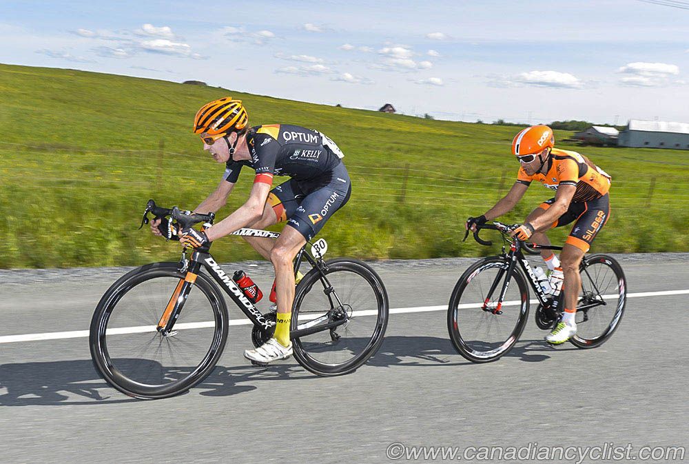 Will Routley (Optum p/b Kelly Benefit Strategies) and Derrick St John (Silber Pro Cycling) attacked off the front of the late break