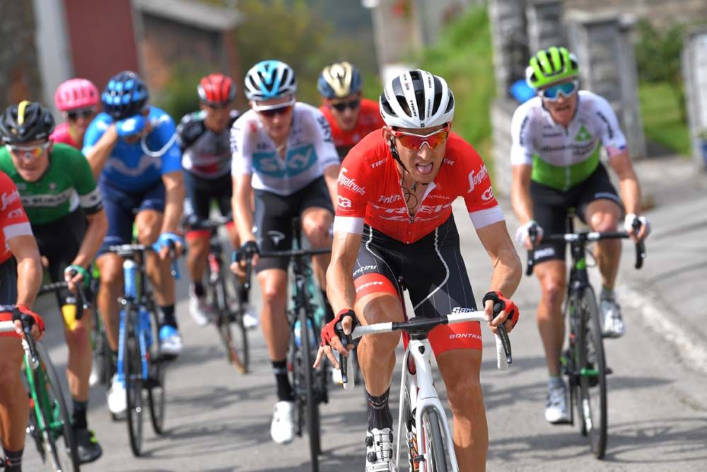 Bauke Mollema (Trek Segafredo) leads the break on stage 15 of the Vuelta a Espana