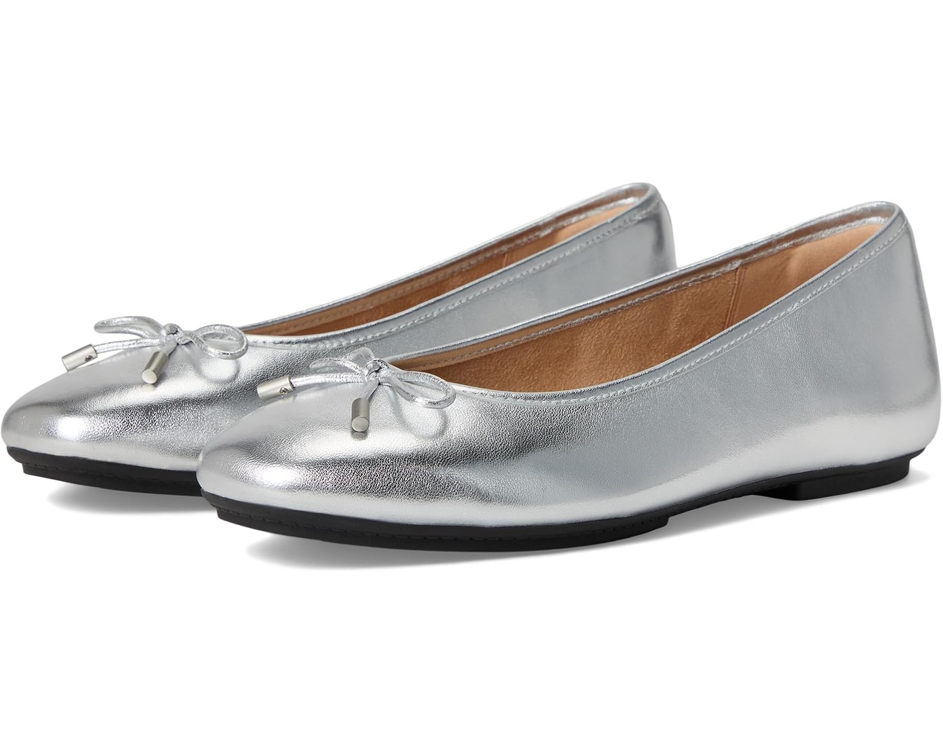 Delicato Bow Soft Metallic-Leather Ballet Flats