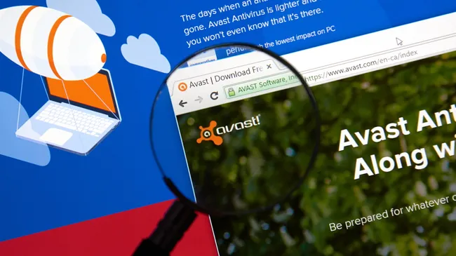 Avast software on a webpage