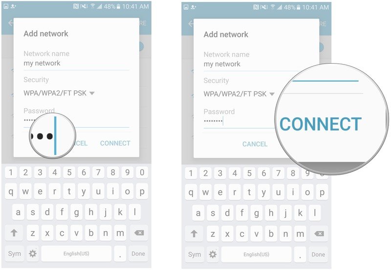 Type network password then tap connect
