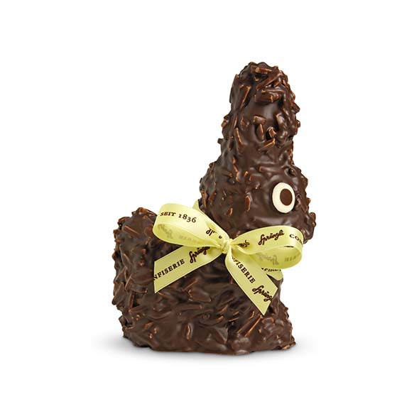 Textured Sprungli Easter almond and chocolate bunny