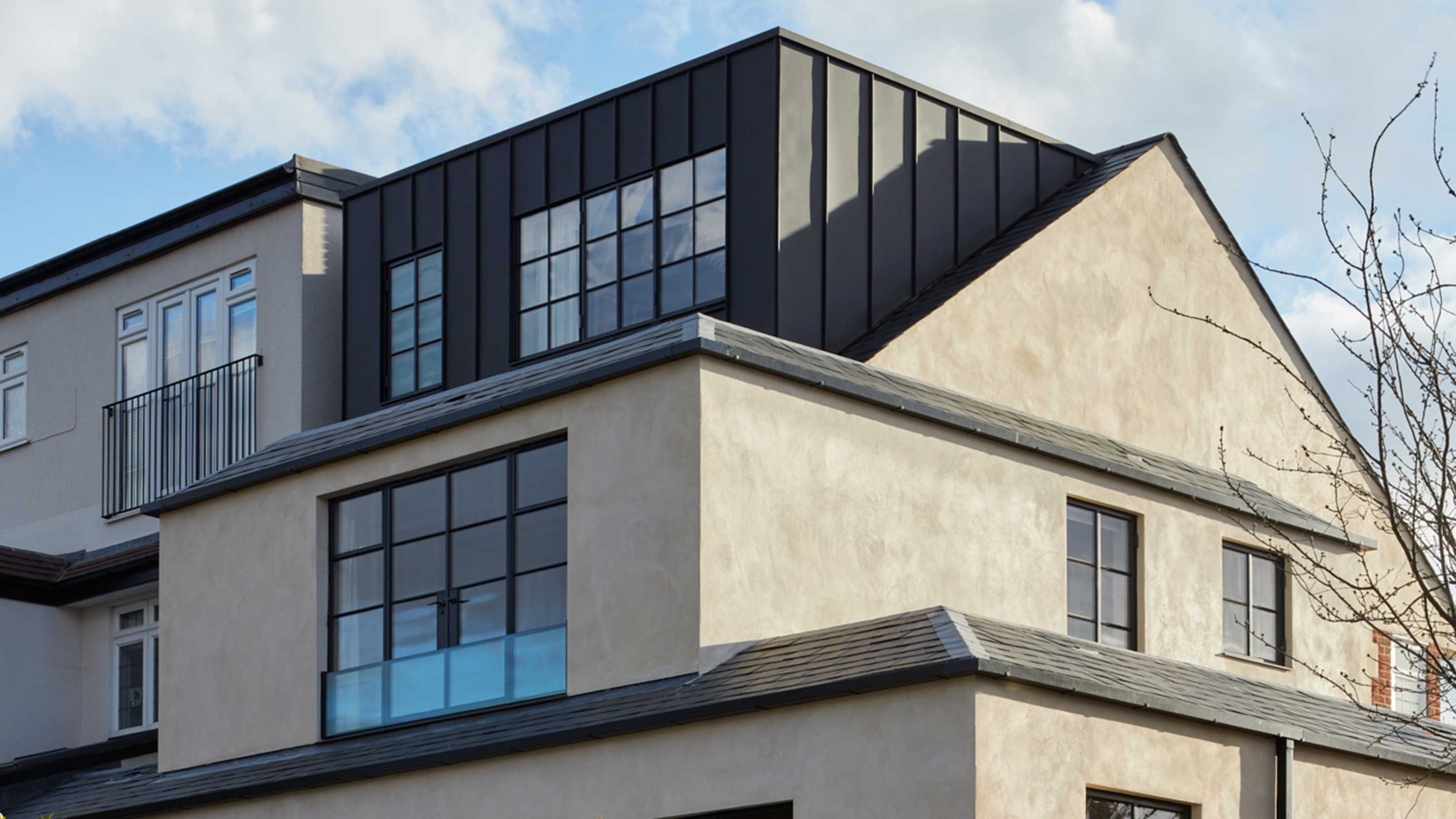 lead clad dormer loft conversion at rear of house