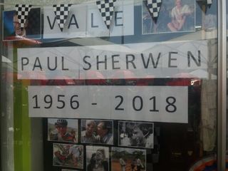 A memorial to Paul Sherwen at the TDU stage 3 start in Lobeathal