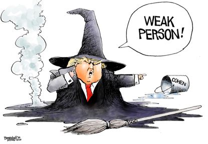 Political cartoon U.S. Trump melting witch hunt weak person Michael Cohen Wizard of Oz