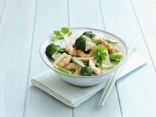 Thai green curry with prawns