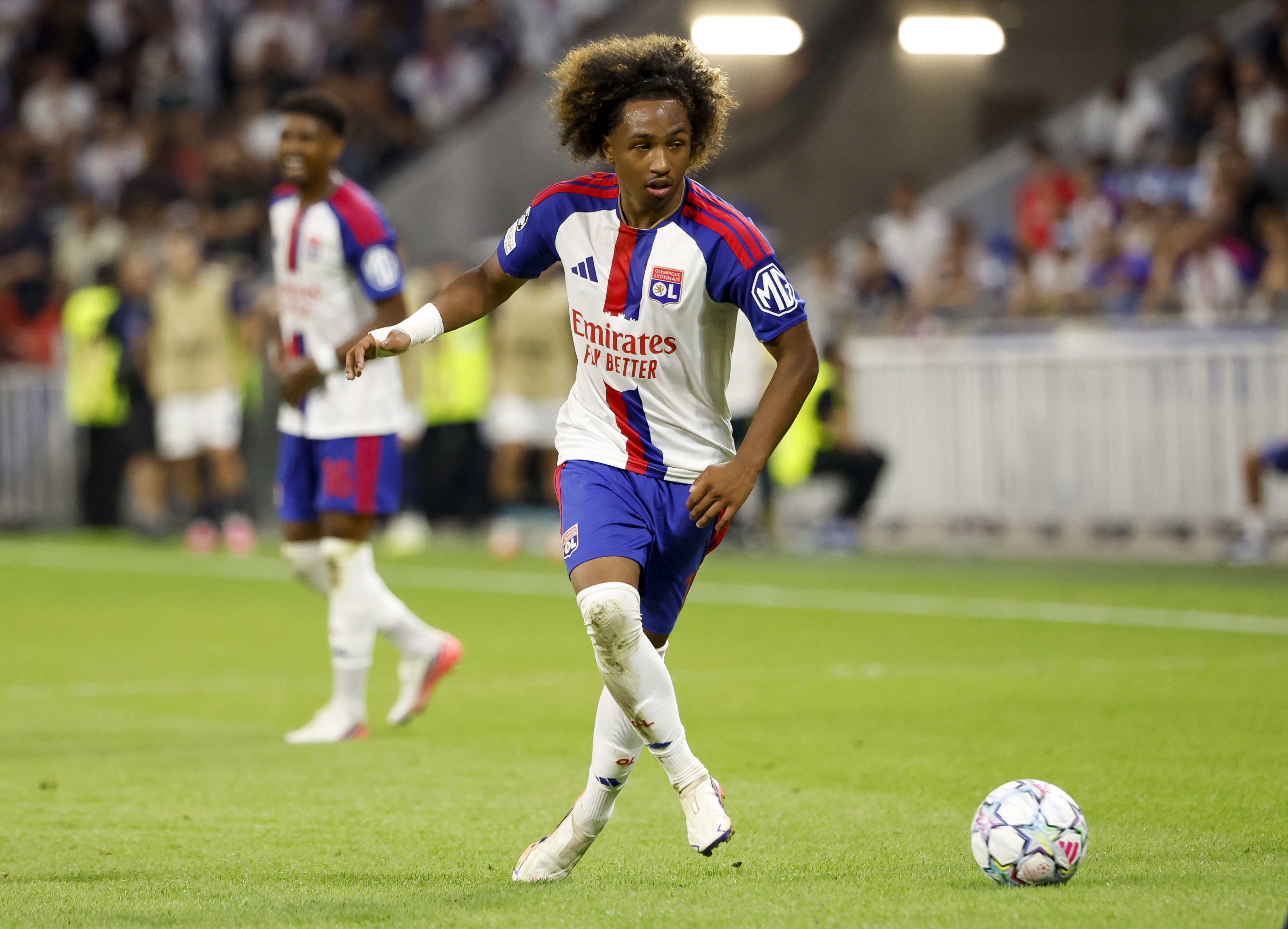 LYON, FRANCE - AUGUST 26: Malick Fofana #11 of Lyon during the UEFA Champions League 2026/27 Play-Offs Second Leg football match between Olympique Lyonnais (OL) and Fenerbahce SK at Groupama Stadium on August 26, 2026 in Decines near Lyon, France. (Photo by Jean Catuffe/Getty Images)