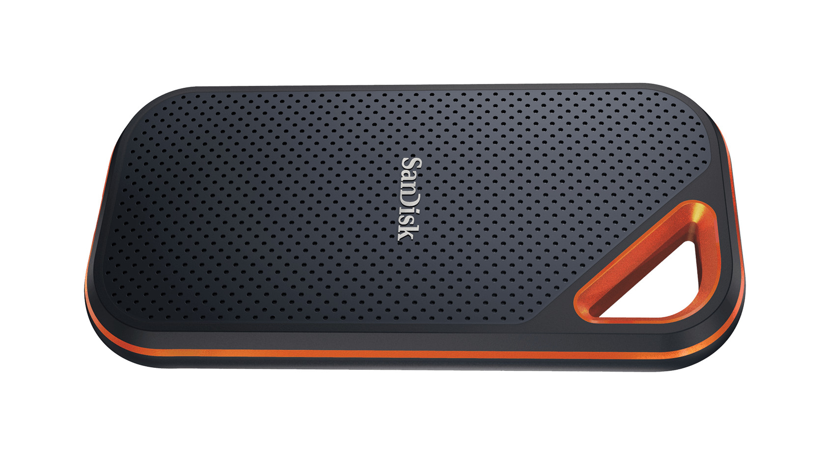 A SanDisk Extreme PRO Portable SSD external hard drive against a white background.