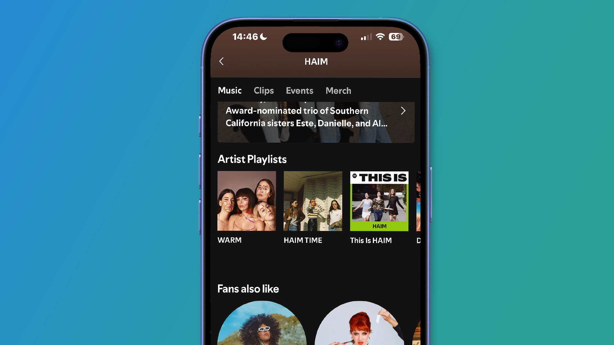 A screenshot of the 'Fans also like' section at the bottom of an artist page in Spotify