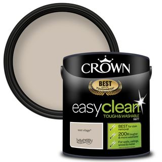 tin of Crown paint easy clean in East Village neutral