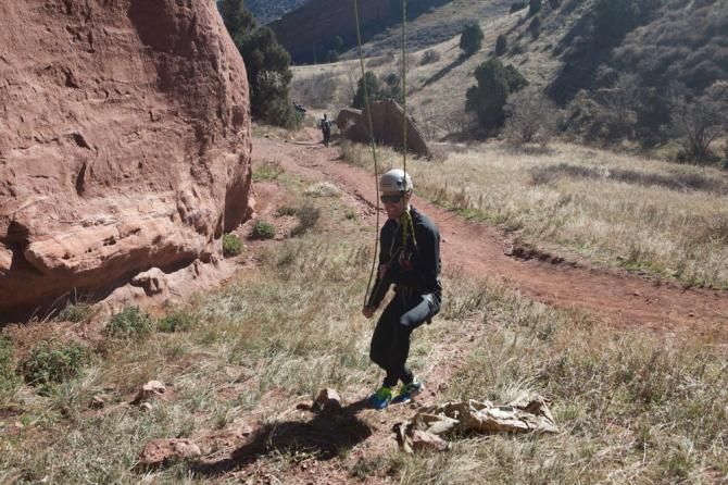 Rappelling was on the agenda for Garmin-Sharp riders and staff who gathered in Boulder, Colorado, for a mini-camp in early November
