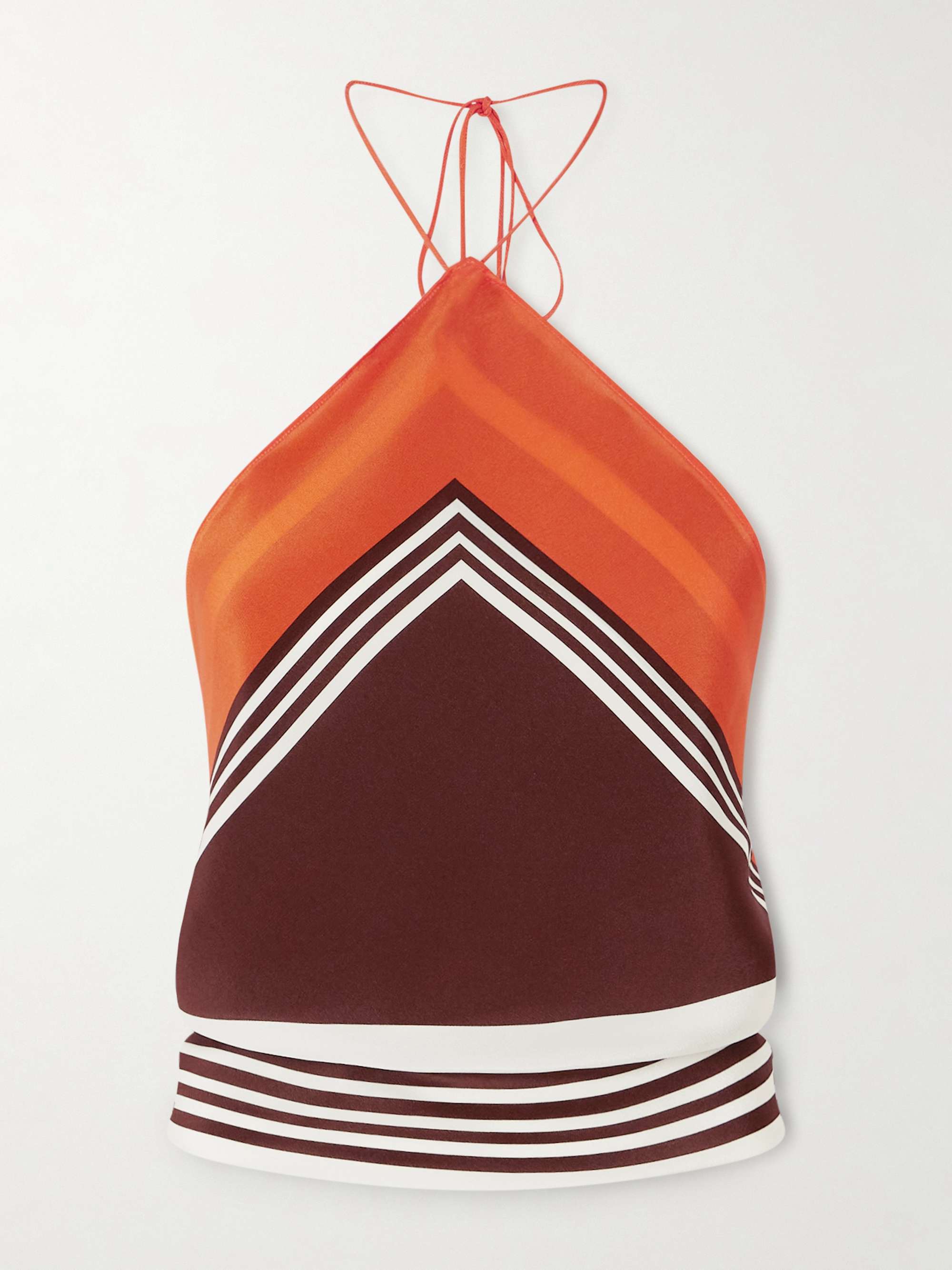 Destino Cropped Striped Silk-Crepe Halterneck Top