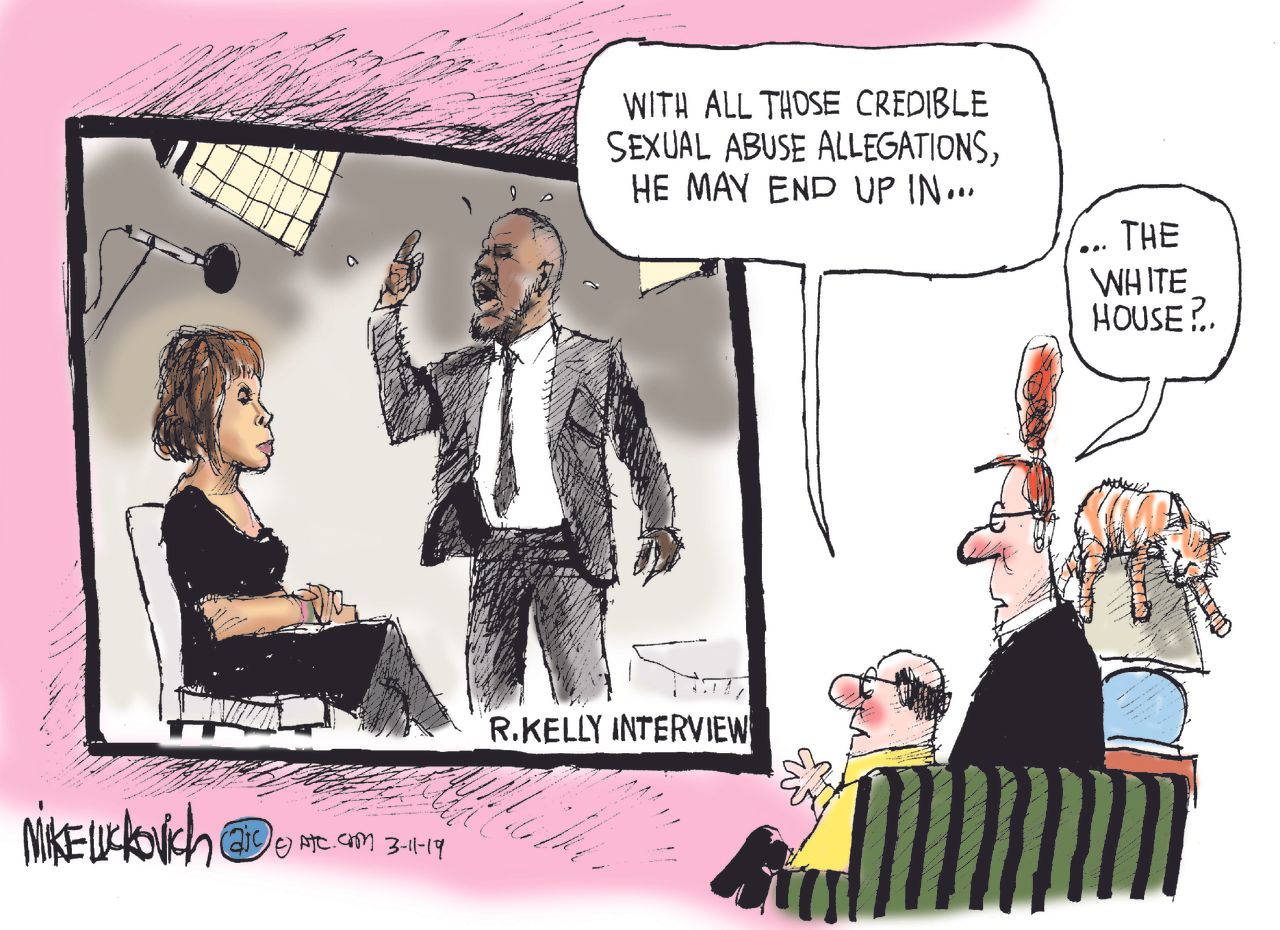 Political Cartoon U.S. R. Kelly Sex Abuse Scandal Gayle King CBS Trump