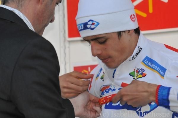 Arthur Vichot (FDJ) dons the white jersey of best young rider