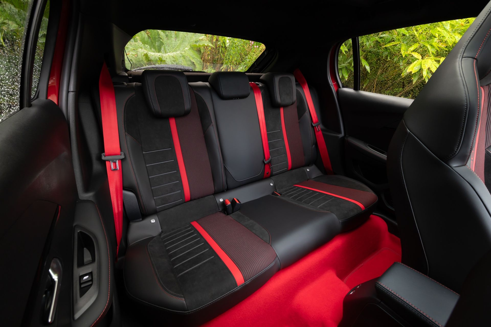 In the back in the Peugeot E-208 GTi