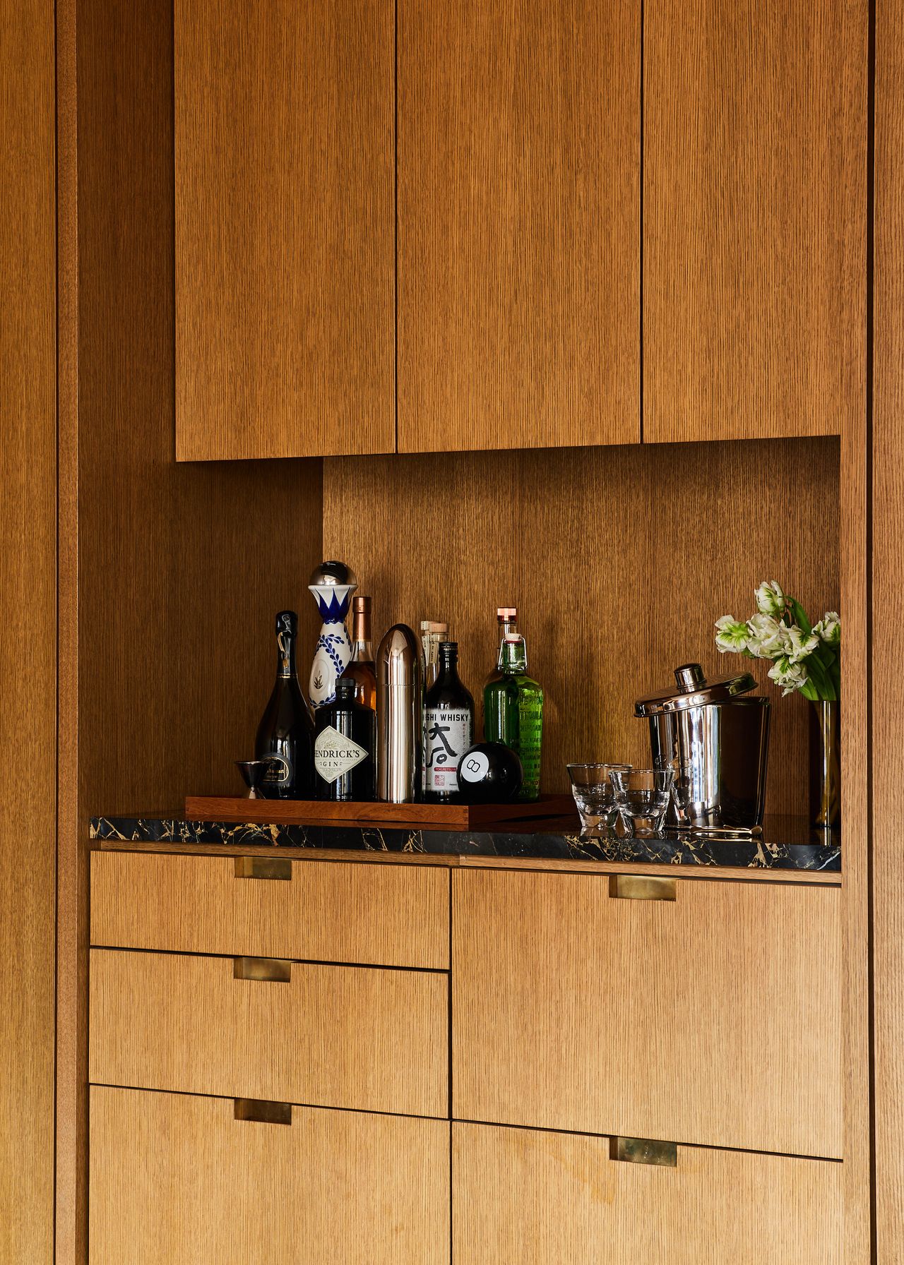 A built-in bar area