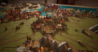 A medieval city with roads