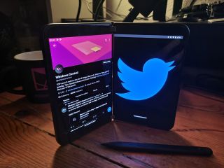 Twitter on a Surface Duo 2