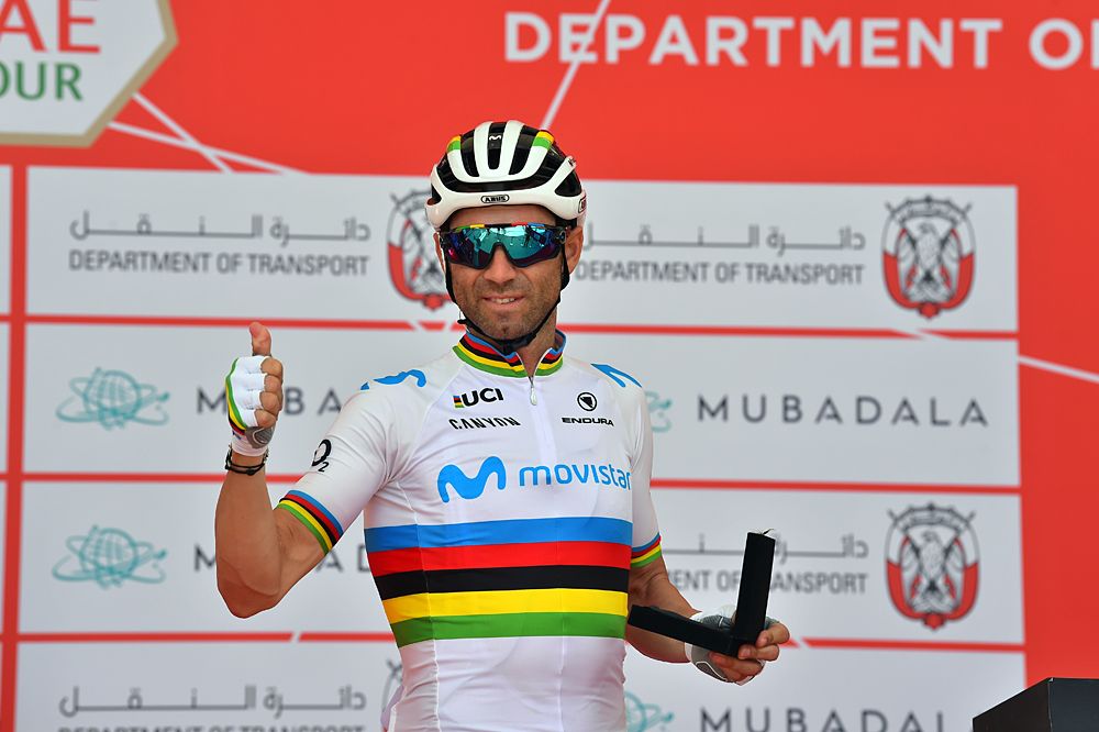 Alejandro Valverde (Movistar) signing in at stage 3 UAE Tour