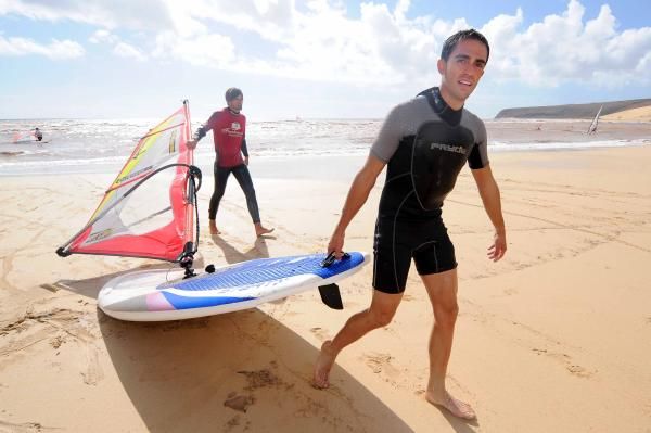 Contador after his windsurf lesson