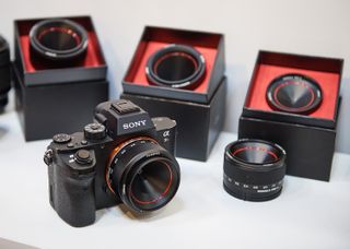 The Pinhole Pro X 18-36mm mounted on a Sony A7R, with the rest of the Pinhole Pro family