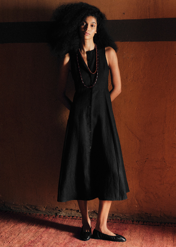 Annaluisa Dress - Black - Linen - S&amp;eacute;zane