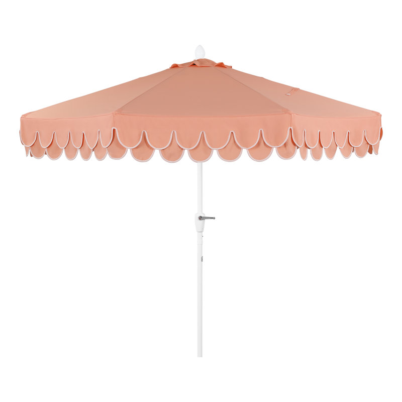 Red Barrel Studio® Beeliar 9 Ft. Classic Scalloped Fringe Market Patio Umbrella With Auto-Tilt, Crank, and Uv Protection & Reviews | Wayfair