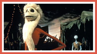 Jack Skellington in The Nightmare Before Christmas, one of the best Christmas movies on Disney Plus, with a red border around the image