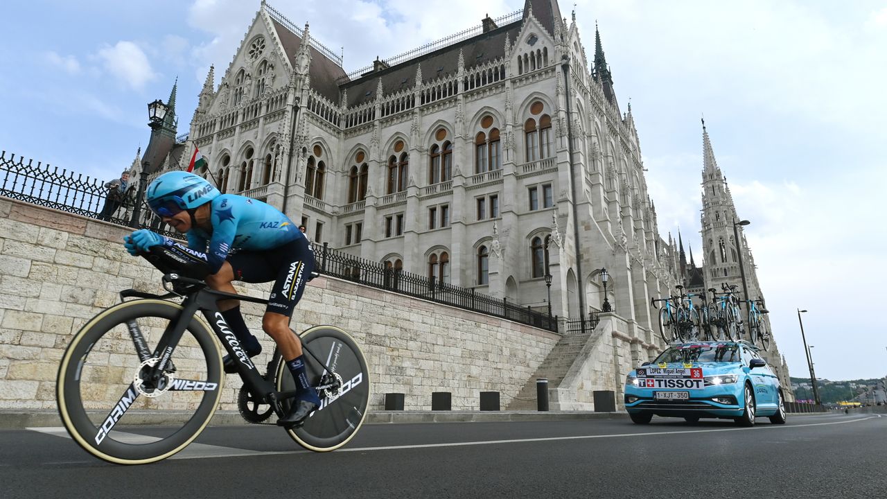 Miguel Angel Lopez rides new Wilier Turbine SLR TT bike during stage two of the 2022 Giro d&#039;Italia