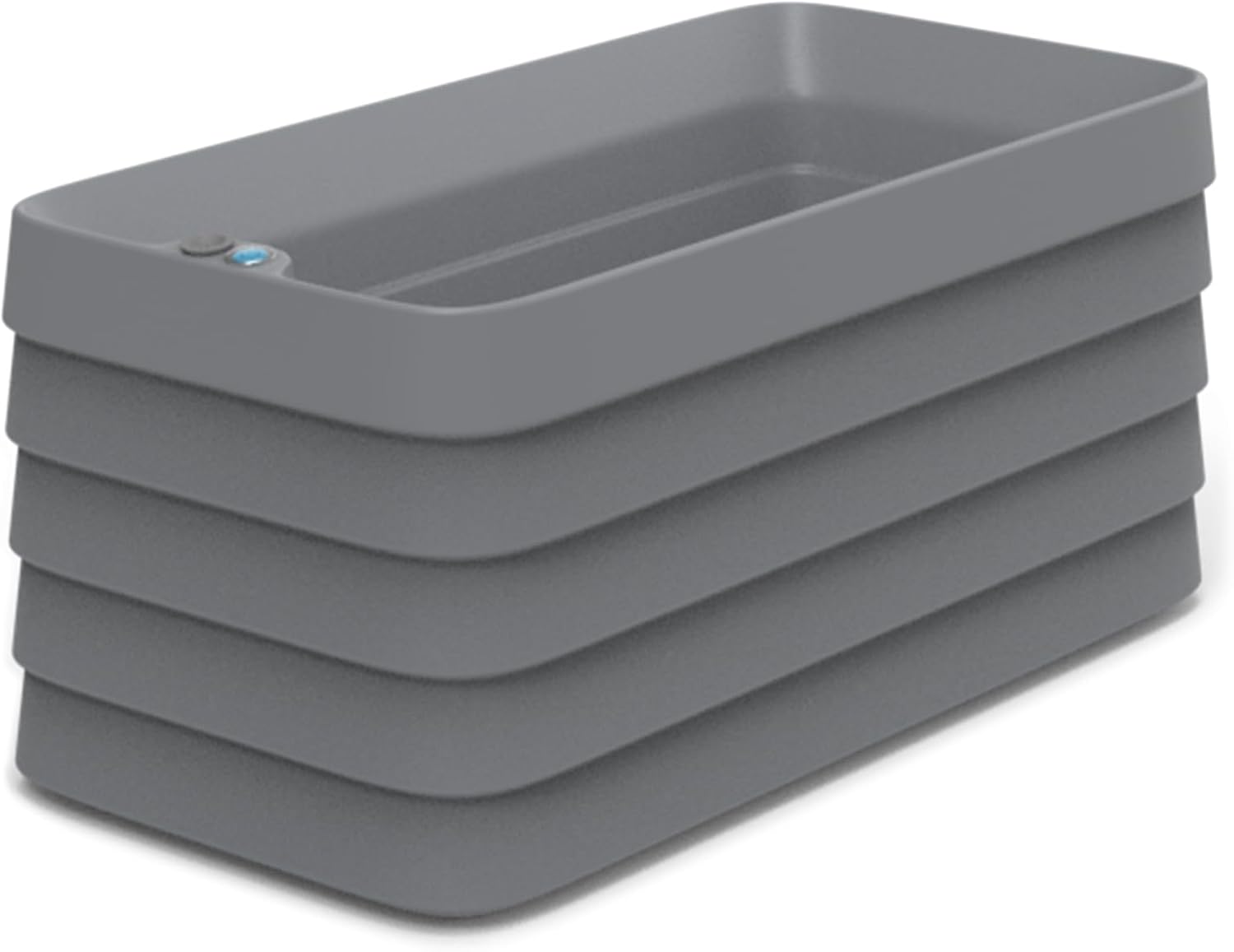 Crescent Garden Trudrop Self Watering Slat Medium Rectangular Planter Box for All-Weather - Outdoor Deck Box Planter for Flowers and Herbs, 36'' X 17'' X 17''h (slate)