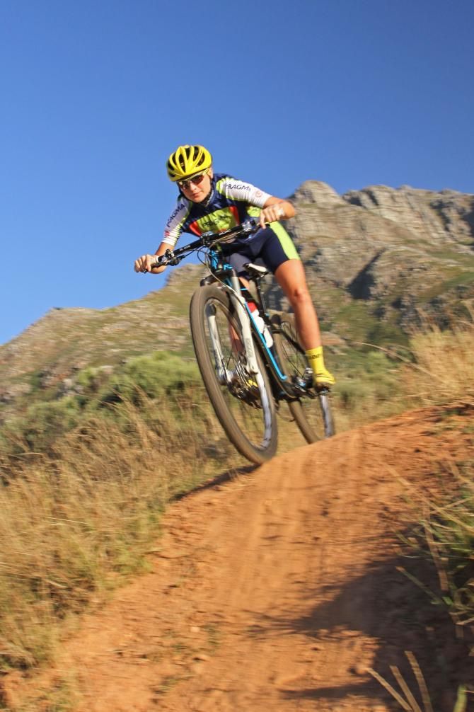 Mariske Strauss on the saddle as she prepares for her first Cape Epic