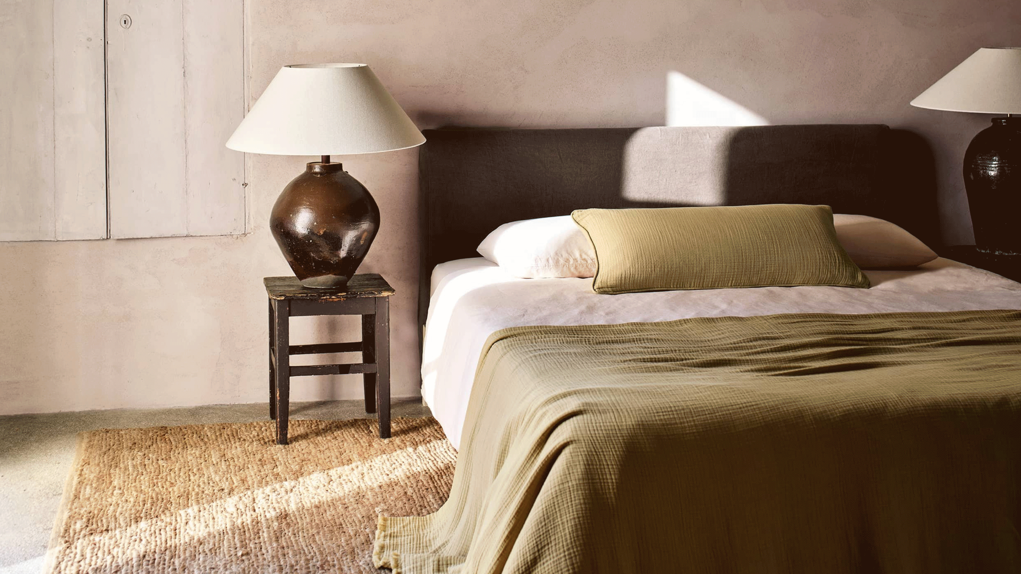 a revolving gif of modern bedrooms with colorful bed sheets