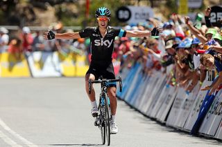 ADELAIDE, AUSTRALIA - JANUARY 25: Australian cyclist Richie Porte of Team Sky celebrates after winning Stage Five of the Tour Down Under on January 25, 2014 in Adelaide, Australia. (Photo by Morne de Klerk/Getty Images)