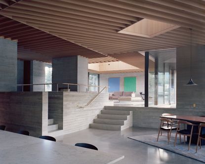 sculptural interior with different textures and angles at The Rock house by Gort Scott