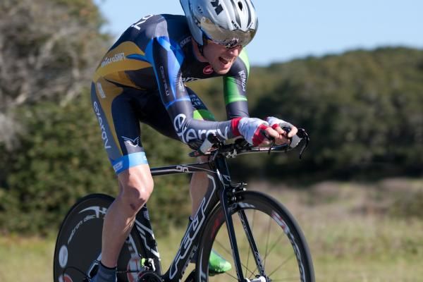 Morgan Schmitt (Team Exergy) finished fifth in the Sea Otter Classic time trial, 17.56 seconds off the winner.