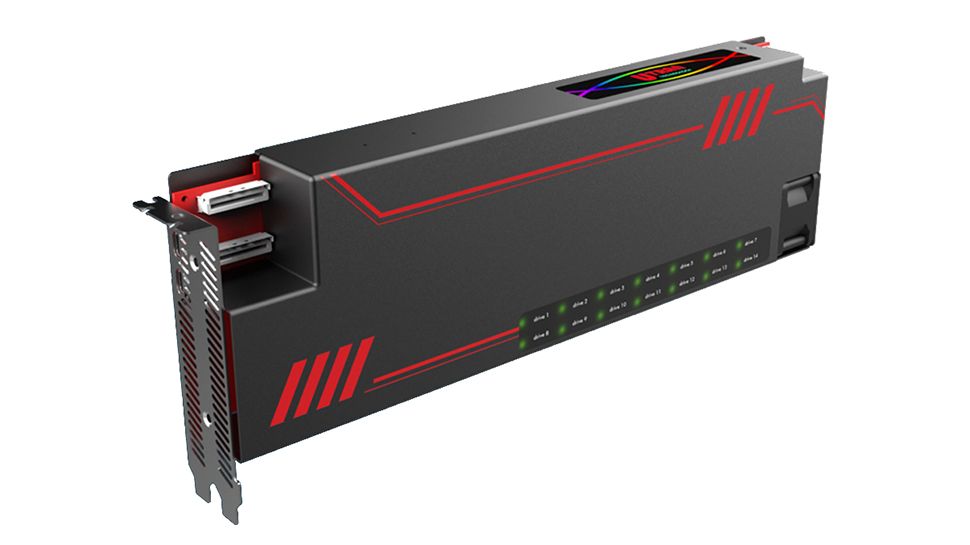 This GPU-like internal card combines 28 M.2 SSDs to offer up to 109GB/s read speed and 224TB storage - but I struggle to see any real use for it