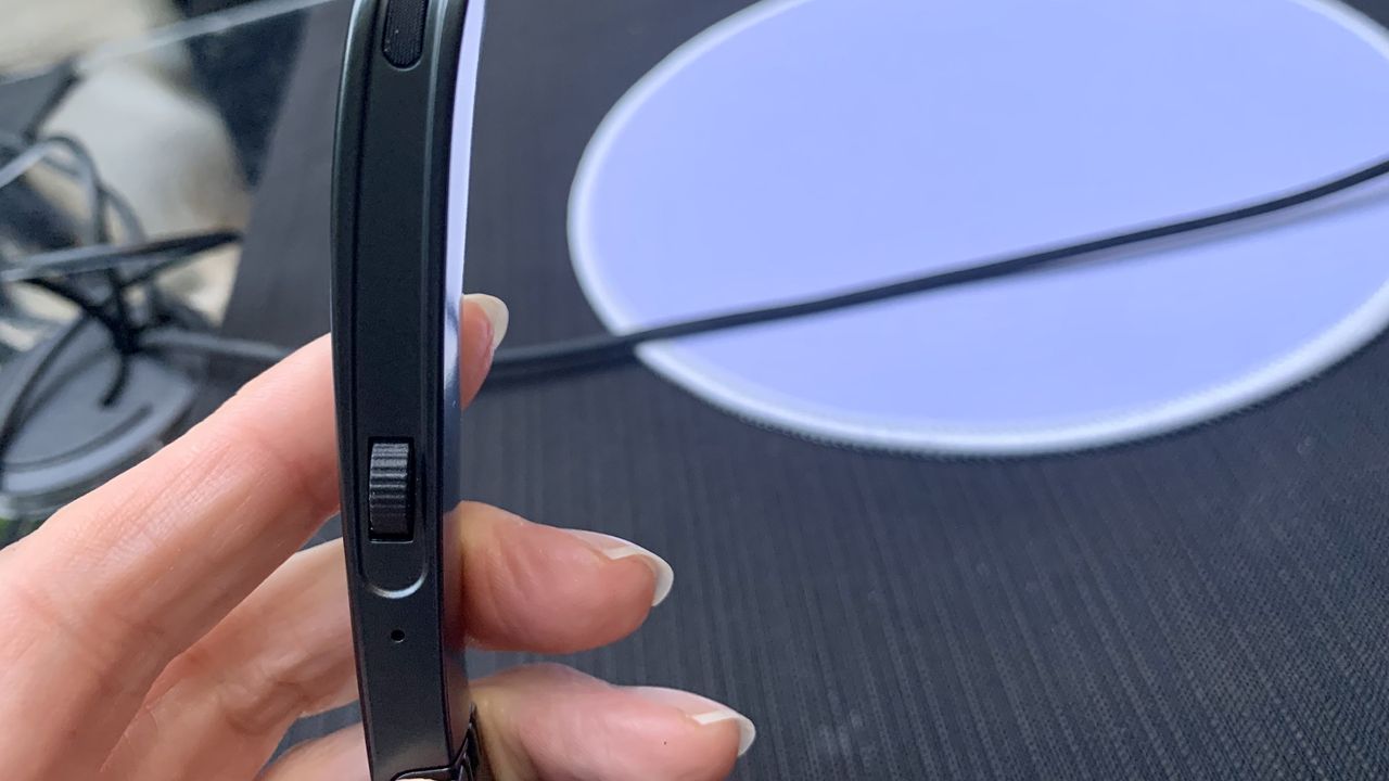 TCL NXTWEAR G glasses detail (which ups the brightness) on the arm of the glasses