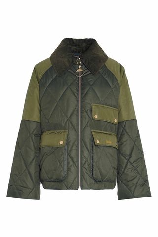 Barbour quilted olive jacket with pockets