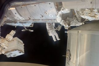 Astronaut Ron Garan spacewalks outside space station