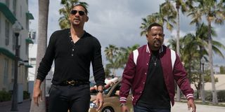 Mike Lowrey (Will Smith) and Marcus Burnett (Martin Lawrence) walk outside in a scene from Bad Boys