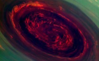 Saturn’s North-Pole Hurricane Close Up space wallpaper