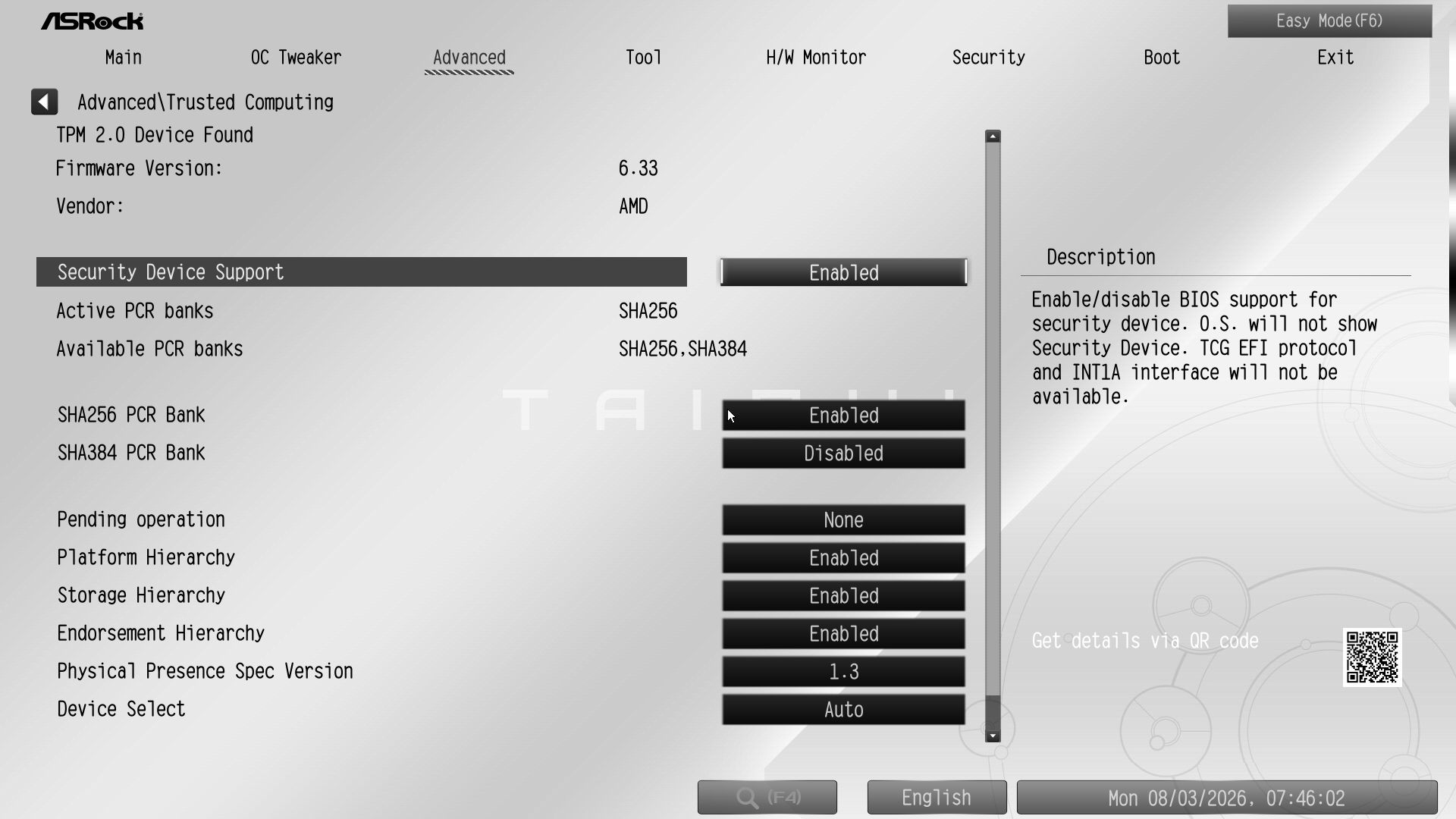 ASRock X870E Taichi White - BIOS