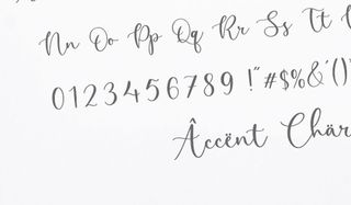 Example of the script font Perfect Garden and its numbers