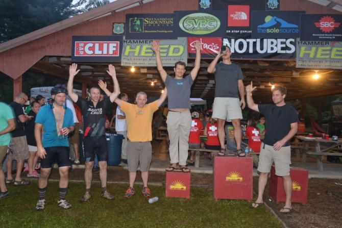 Masters Men 50+ podium finishers at the 2013 Shenandoah Mountain 100