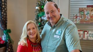 Angela Kinsey, Brian Baumgartner in Confessions of a Christmas Letter