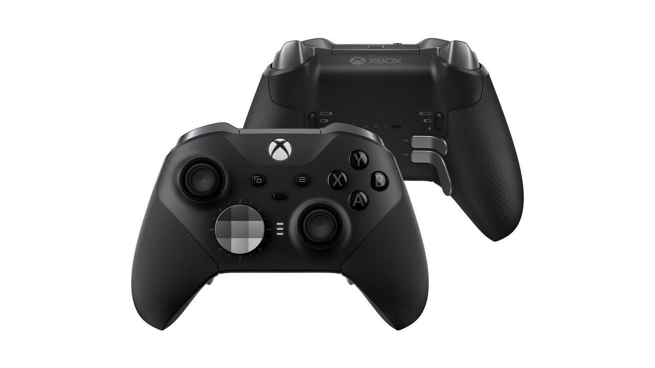 Xbox Elite wireless controller, front and rear view